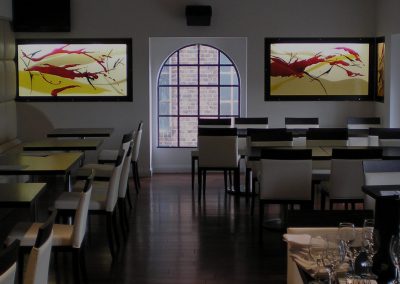 Glass art pictures lit from behind