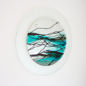 Circular glass art wall picture sea design