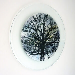 Glass art wall picture tree design